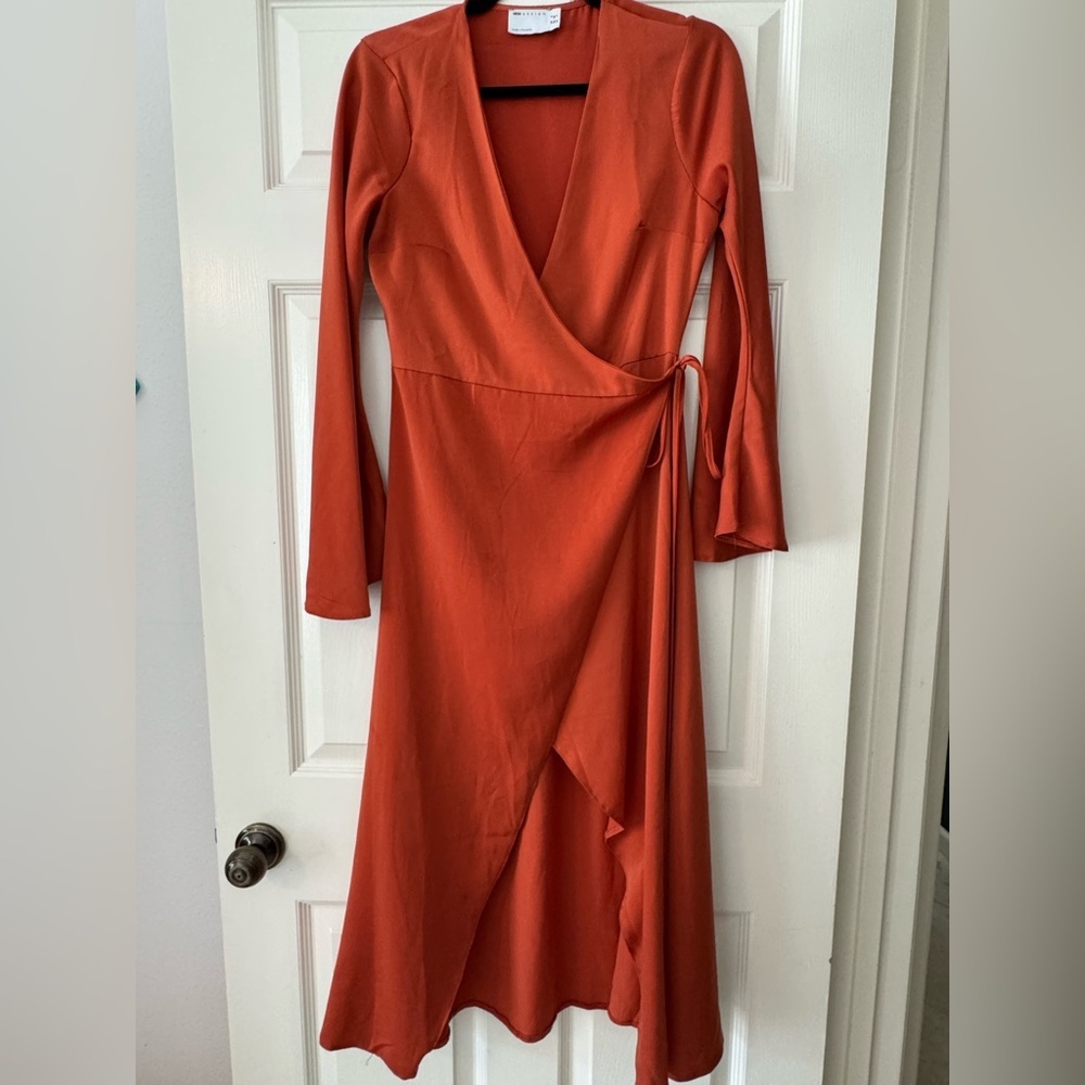 ASOS Terracotta Long Sleeve Wrap Dress